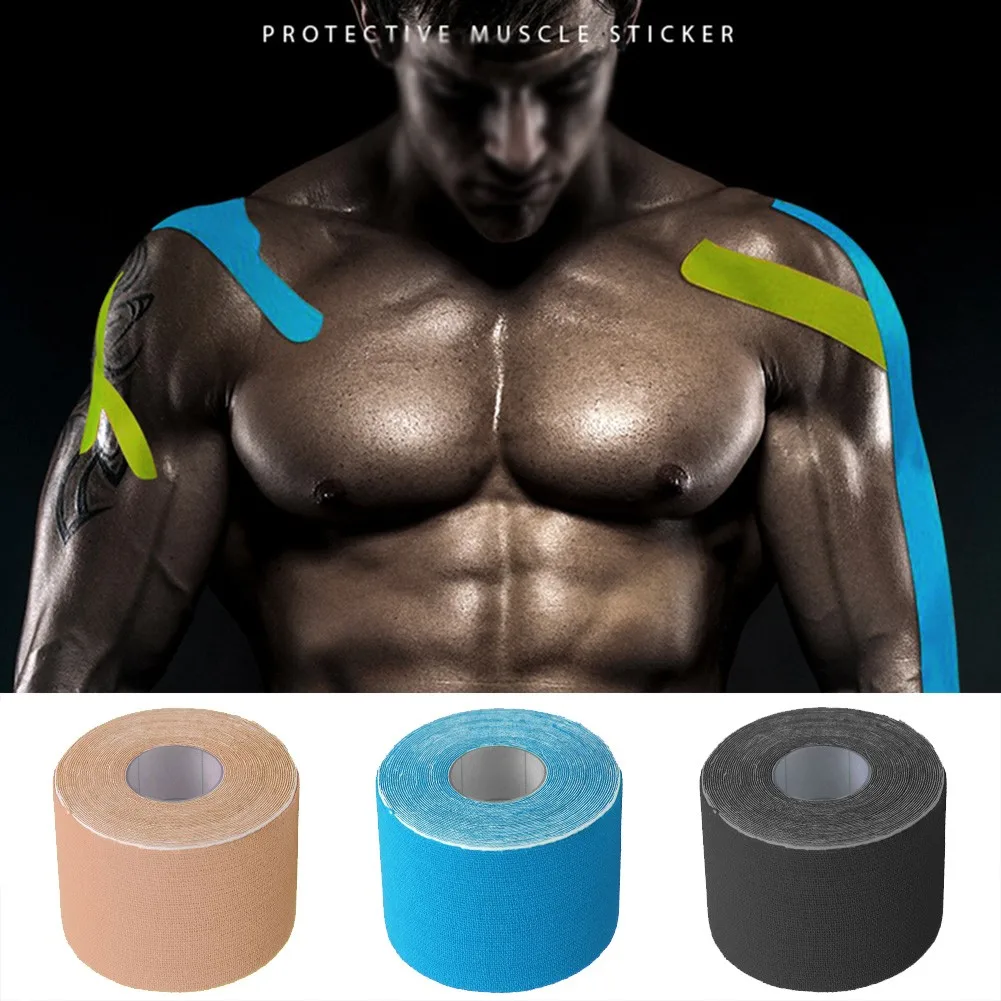 Cinta de kinesiología deportiva KT, vendaje muscular, soporte de tensión para lesiones musculares, pegatinas para aliviar el dolor, 1 rollo de 5cm X 5m