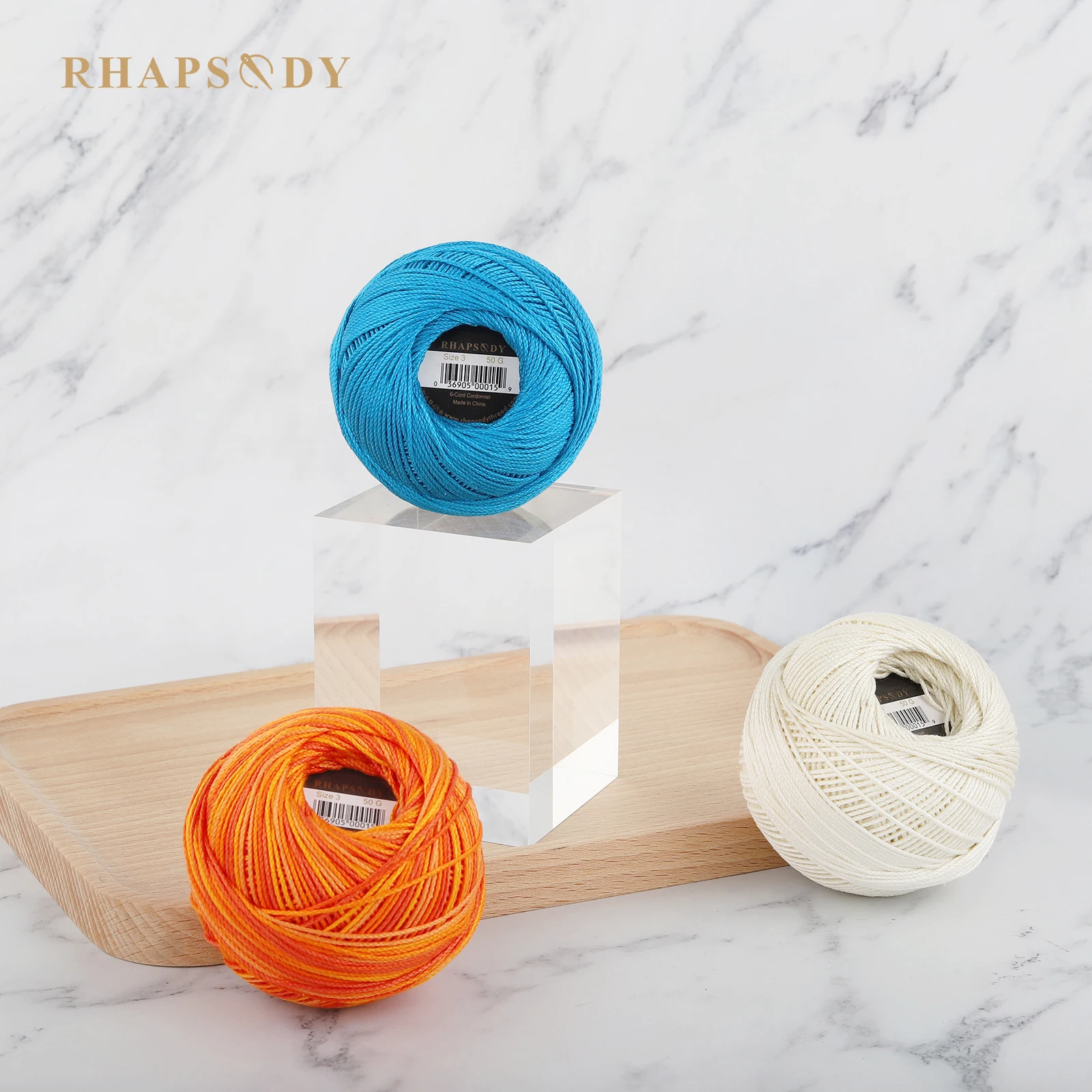 Rhapsody Pearl Cotton Size 3 Egyptian Cotton Crochet Thread Variegated DIY Tatting Knitting Singed Double Mercerized 50G 120Yds