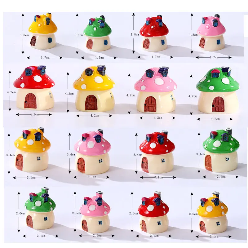4PCS Resin Mini Mushroom House Miniature Garden Accessories Colorful Micro Landscape Fairy Garden Decorations Craft miniature ornament mini mushroom ornament