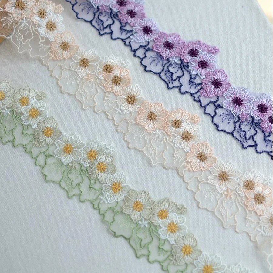 7CM De Large Blanc 3D Dentelle Applique Broderie Col Ruban