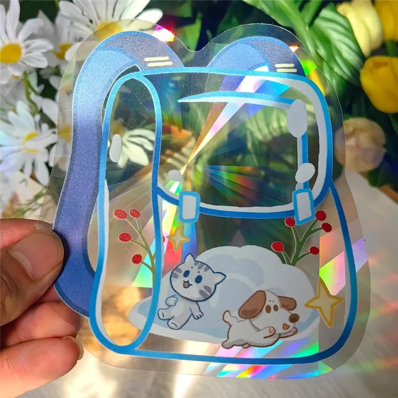 Sun Catcher PVC Self Adhesive Glass Window Stickers Cat Plant Energy Suncatcher Wallpaper Rainbow Prisms Sticker Sunlight Decals