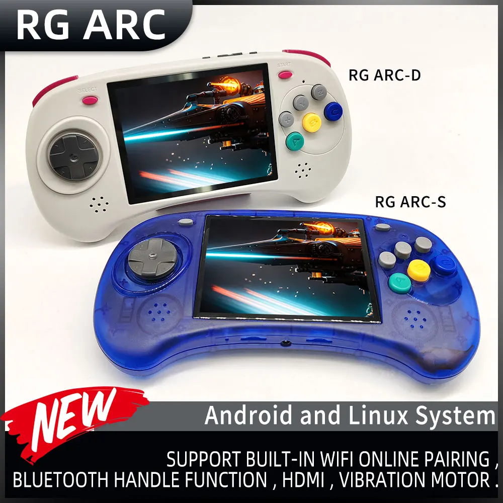 Consola de juegos portátil Retro RG ARC-D, sistema Android Linux, 4,0 pulgadas, IPS RK3566, 64 bits, RG ARC-S, Linux, salida HD