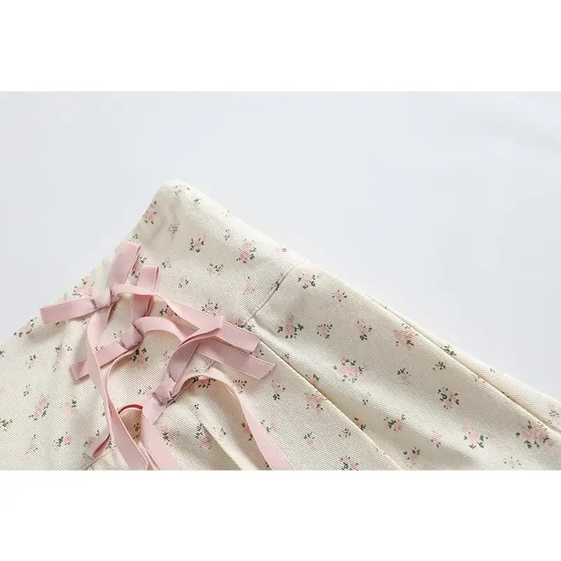 Japanese Sweet Y2k Mini Skirt Women Preppy All Match Slim Waist Tie Up Bow Lace Ruffles Pleated Skirt Faldas Mujer Moda 2024 - Image 5
