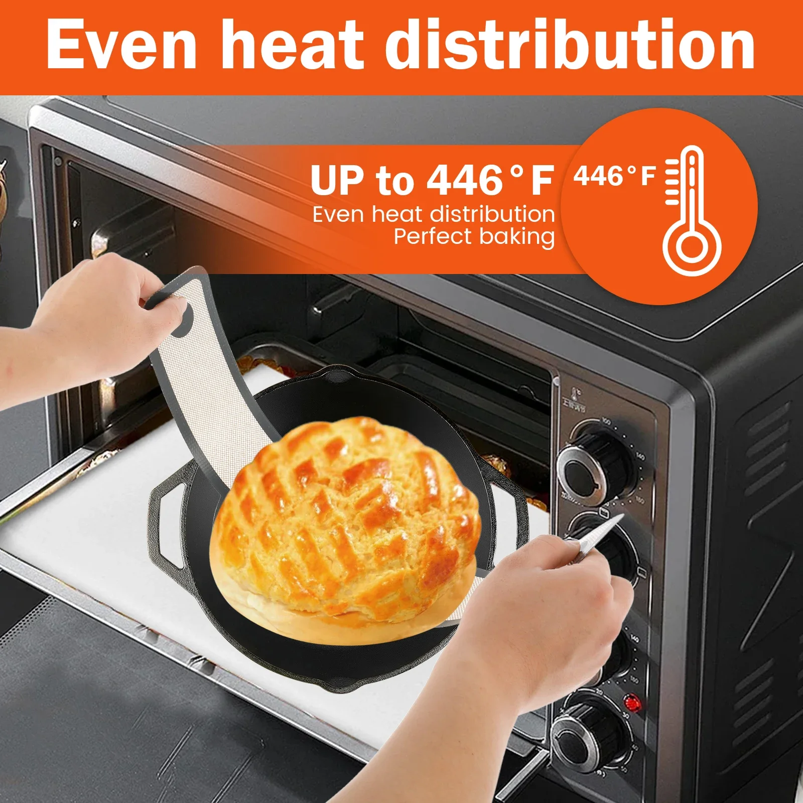 Silicone Bread Sling Non-stick Bread Mat Long Handle Heat-Resistant Sourdough Baking Mat Dough Pastry 2Pcs