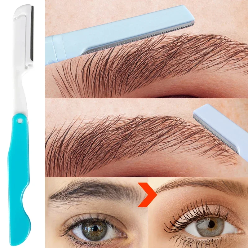 Double-ended Eyebrow Trimmer Blade Safe Professional Folding Knife Face Hair Removal Scraper Shaver For Makeup Beauty eyebrow trimmer set eyebrow trimmer eyebrow razor set electric epilator hair shaver eyebrow razor facial hair remover eyebrow scissors eyebrow trimmer blade face shaver
