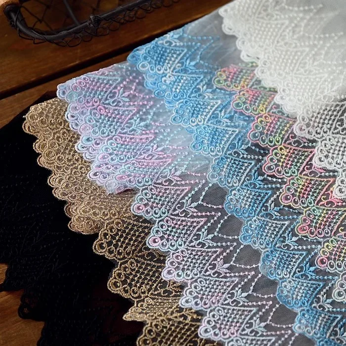 5Yard/Lot Farben Mesh Stoff Stickerei Spitzen besatz 9cm breite DIY Halskette hand gefertigte Lolita Kleidung Kleid Näh zubehör – Detail 11