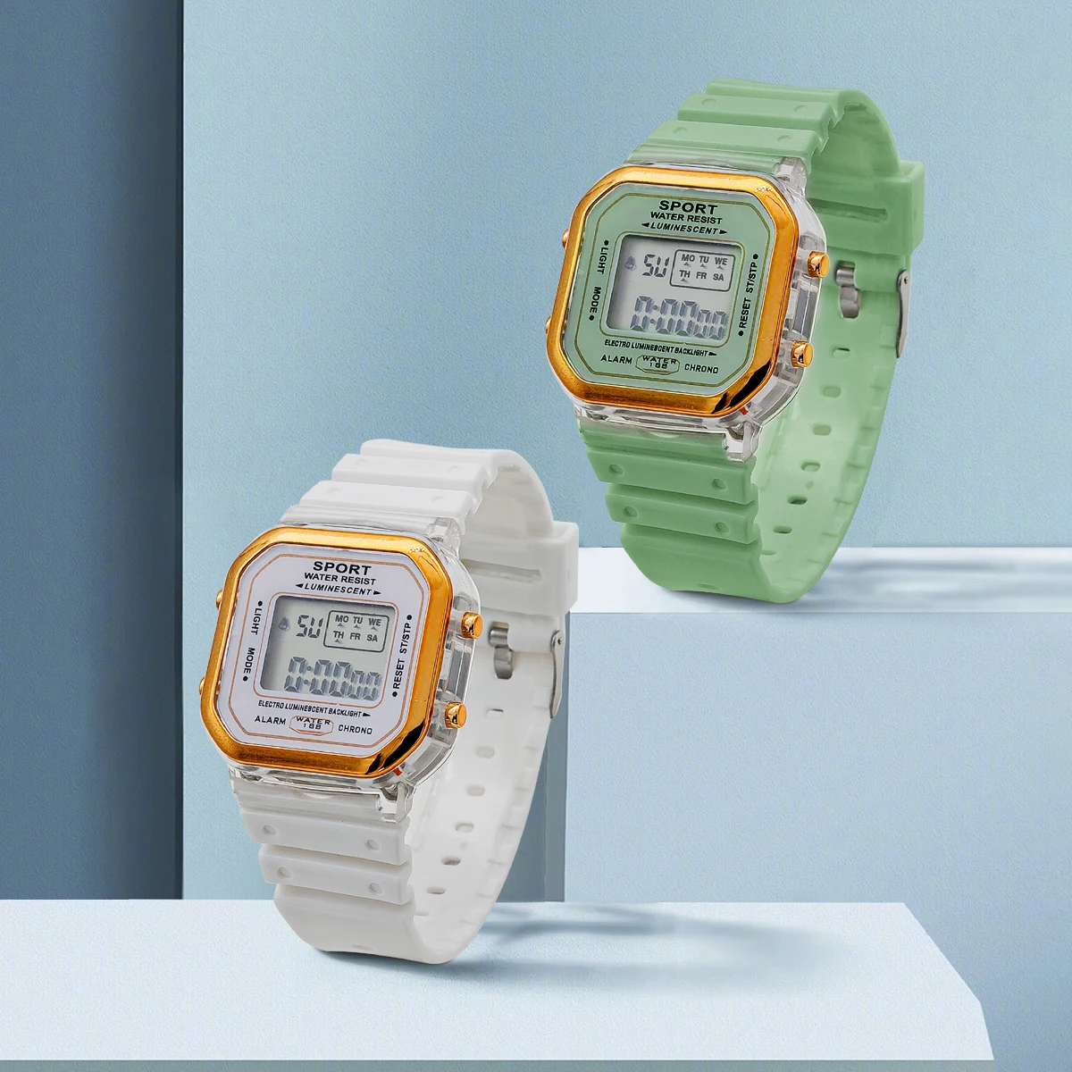 2PCS Student Sports Watch Simple and Fashionable Block Couple Watch High end Versatile Electronic Watch Clock Festival Gift 3