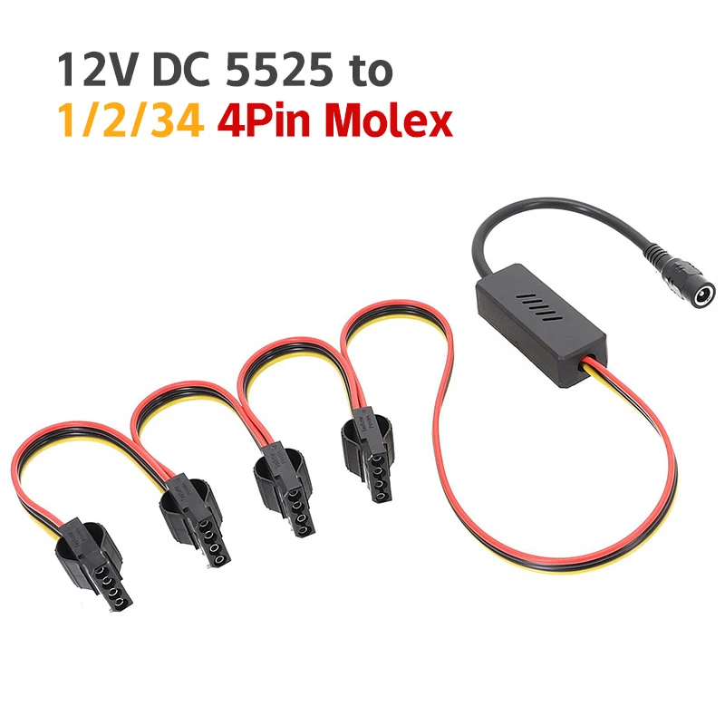 DC 5525-SATA 하드 드라이브 전원 공급 장치 케이블 DC 12V-4Pin Molex HDD 케이블 스텝다운 전압 조정기