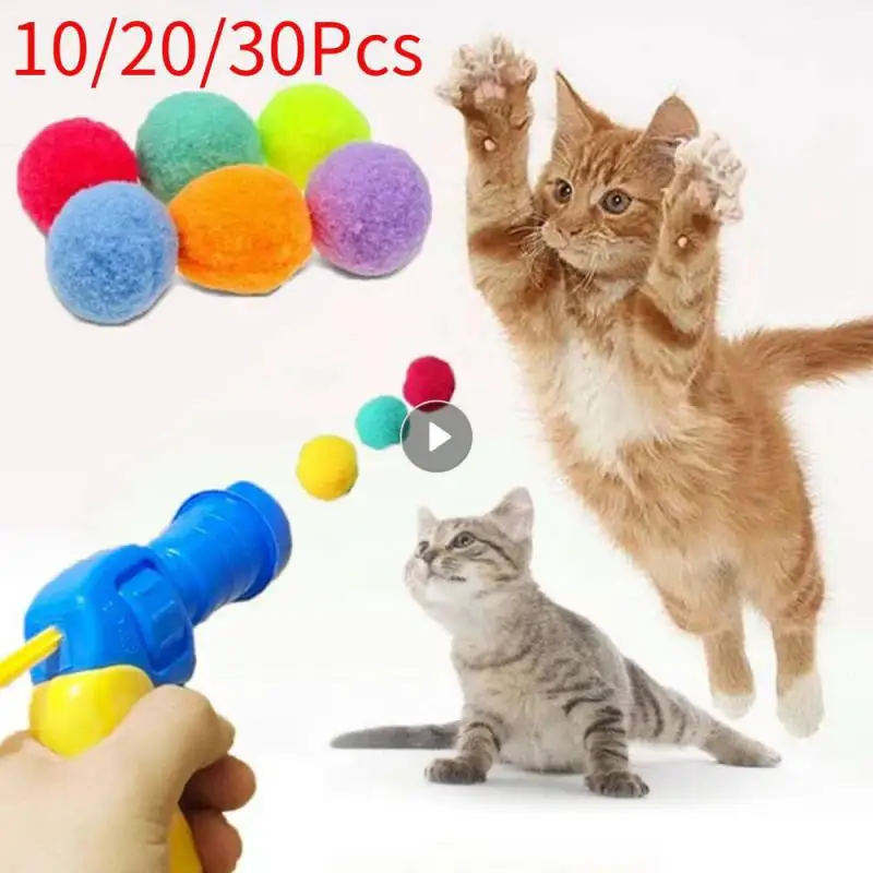 

Игрушки для кошек 30 шт., креативные интерактивные помпоны разных цветов, Стрейчевые тренировочные плюшевые мячики, игрушки для кошек и домашних животных, аксессуары