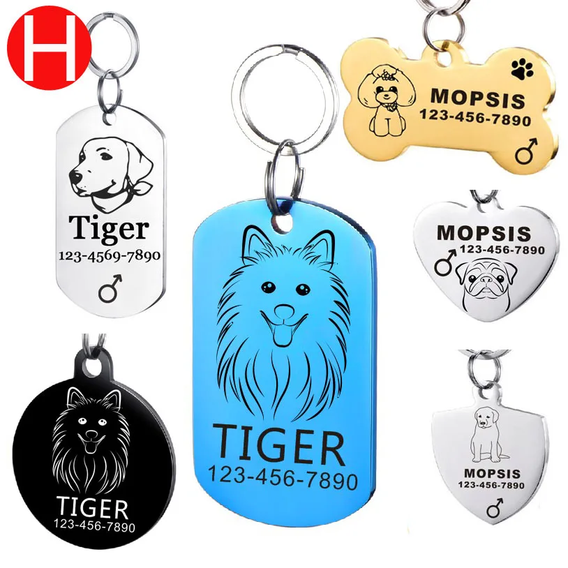 

Pet Dog Name ID Tags Identification Pet Collar Kitten Puppy Tags For Collars Cat Accessories Name Bone Shape Personalized Dog ID