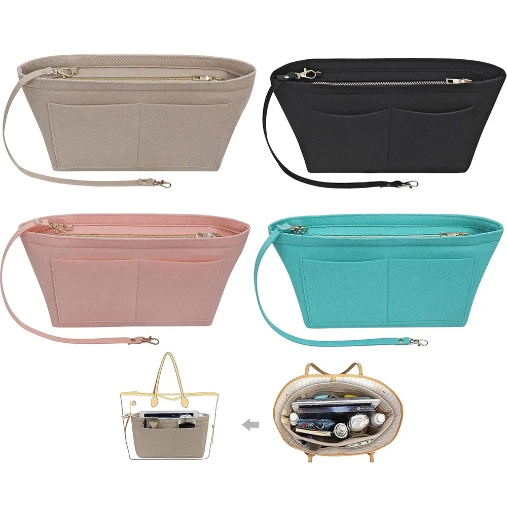 Portable Travel Organizer Handbag Felt Bag Tote Cosmetic Bags Insert Liner Purse Pouch Women Storage Brand Bags For Handbag 3