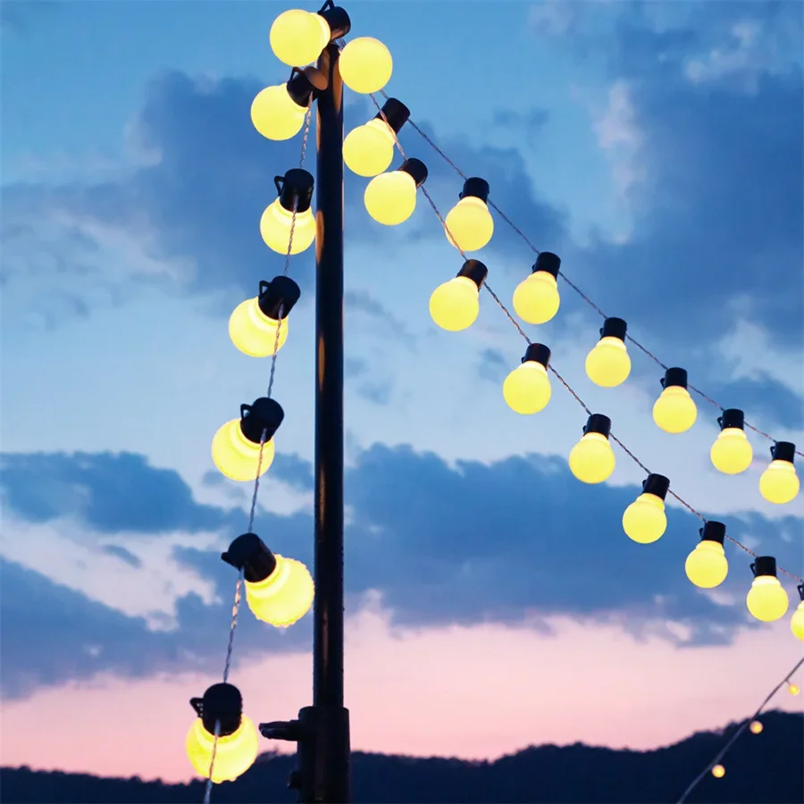 글로브 볼 요정 조명, 야외 크리스마스 글로브 스트링 조명, 거리 파티오 화환 조명, 결혼식 휴일 장식, 10M 38 LED G50