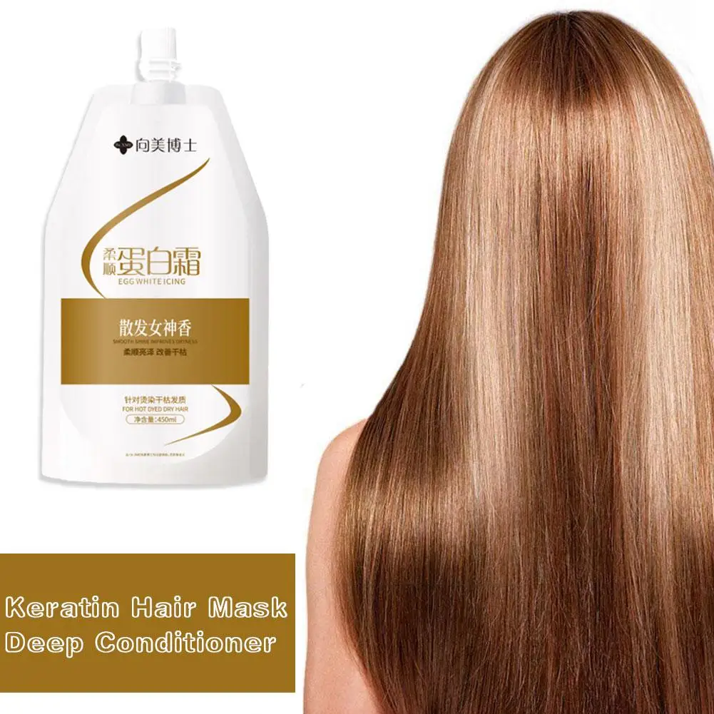 

450ml Keratin Hair Mask Deep Conditioner Repair Dry Scalp Treatment Moisturizing Frizzy And Hair Care Smoothing K7D1
