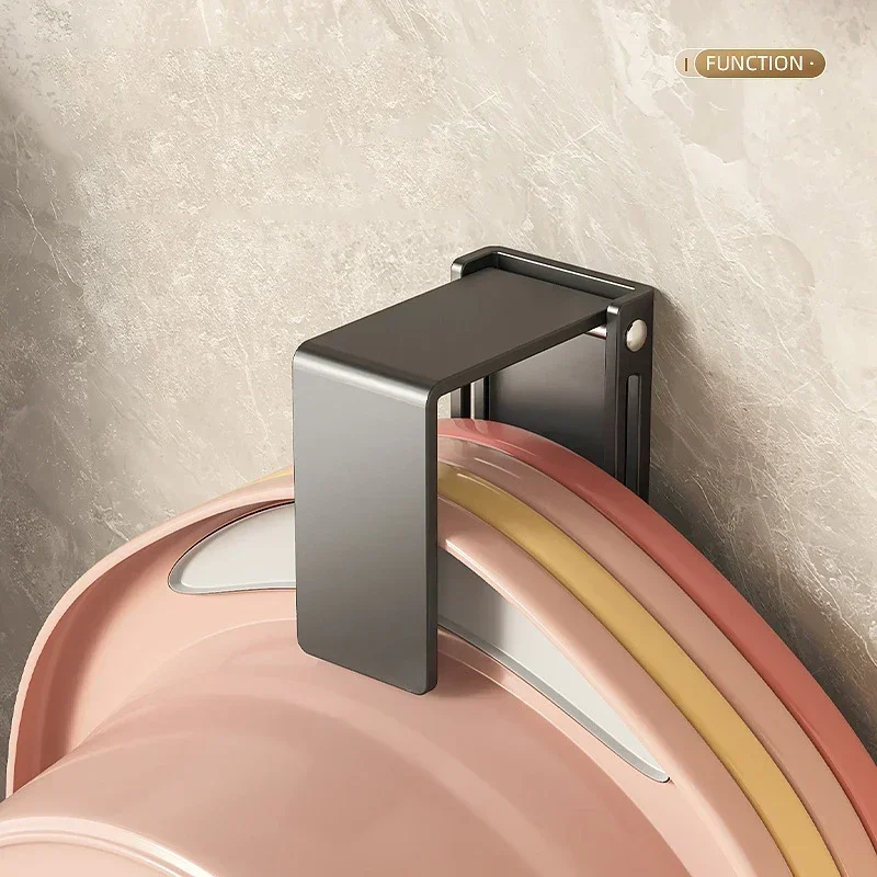 Stainless Steel Wash Basin Holder Hooks Punch-Free Washbasin Organizer Rack Bathroom Traceless Storage Shelf Space Saving