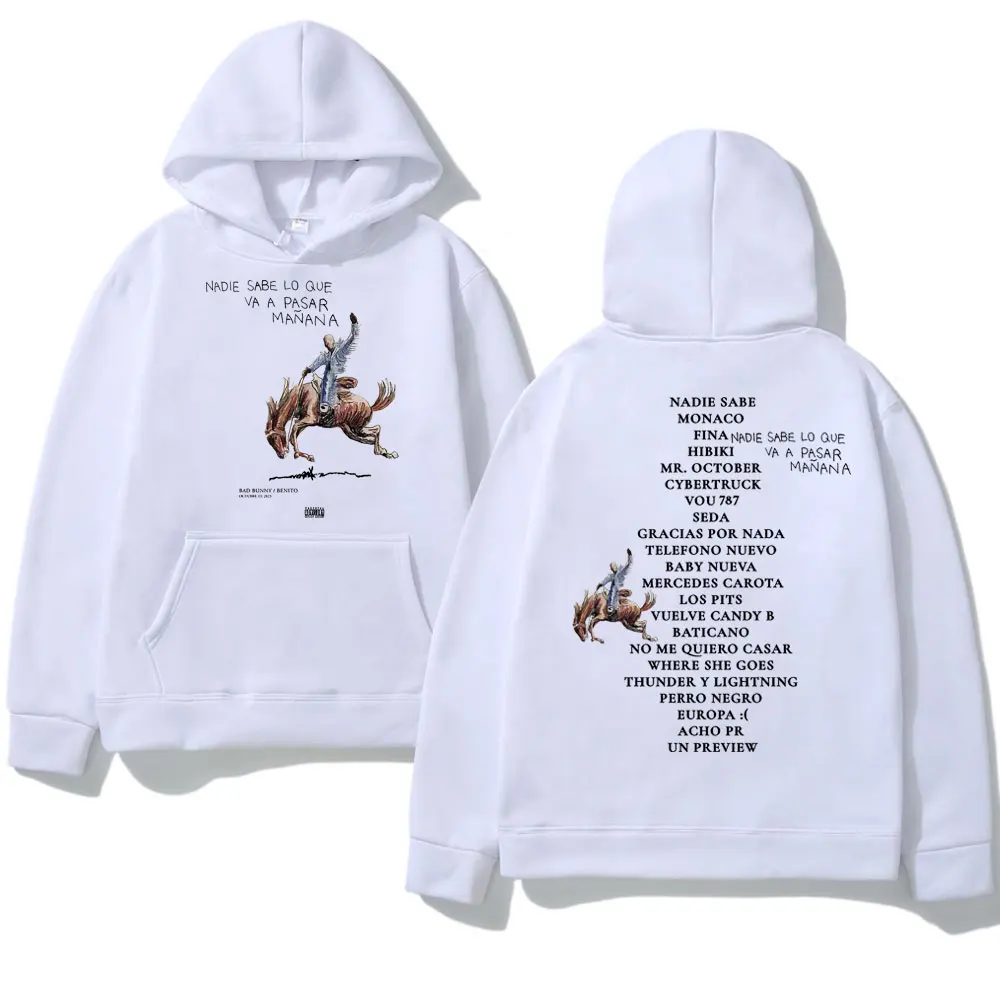 Bad Bunny New Album Nadie Sabe Lo Que Va Pasar Manana Sweatshirts Men Women's Vintage Street Hoodies Tops Clothes Warm Pullovers