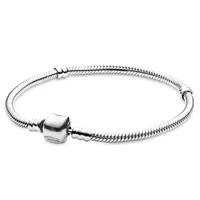 Bracelet classique original en argent pur 925, bloc rond simple, DIY, charmant, pour femmes. Bijoux de mariage DIY pour cadeau de fête 3