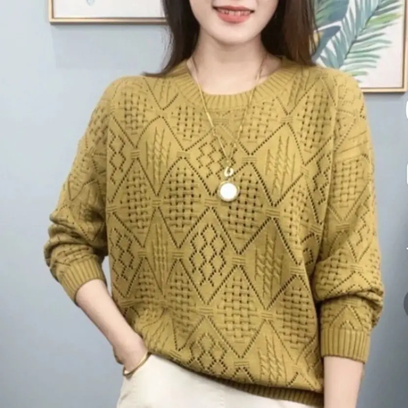 Elegante Pullover Frauen Täglichen Pendler Casual Lose Jumper Weibliche Pollovers Frühling Herbst Mittleren Alters Mutter Gestrickte Tops – Detail 3