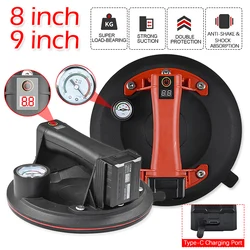 Electric Vacuum Suction Cup Type-C Intelligent Digital Display with Pressure Gauge Heavy Duty Lifter for Glass Ceramic Tile