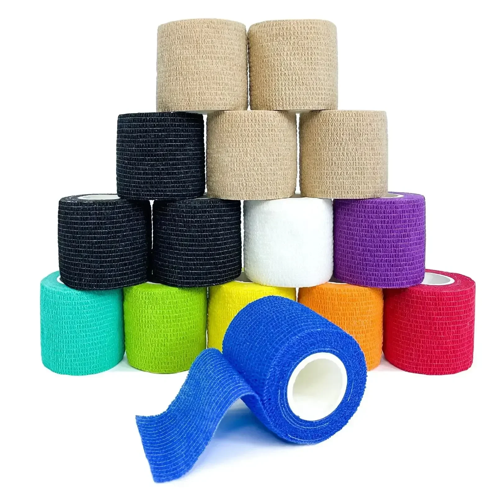 1roll 2.5/5/7.5/10cm*4.5m Non Woven Elastic Self Adhesive Bandage Cohesive Bandage for Sports Fixing Finger Wrist Leg  camping