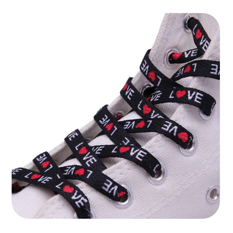 Weiou Cute Shoelaces Flat Sports Print Love Polyester Shoelaces for Women Canvas Hiking Sneakers