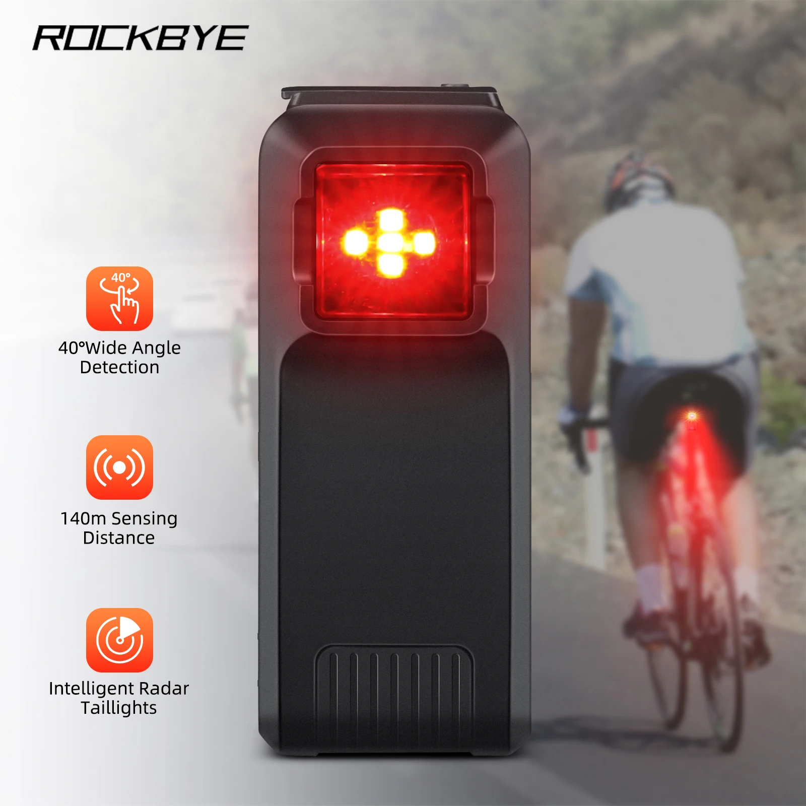 

Rockbye Bike Radar Tail Light Bicycle Intelligent Radar Light Blind Spot Detection Compatible With Other Brands Bike Computers