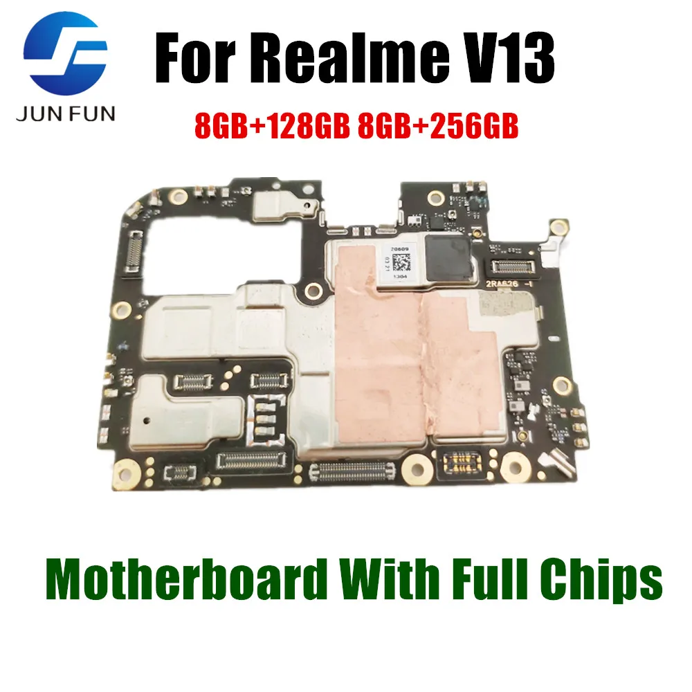 

Original For realme V13 128GB 256GB Motherboard Mobile Electronic Panel Mainboard Circuits With Chips Plate