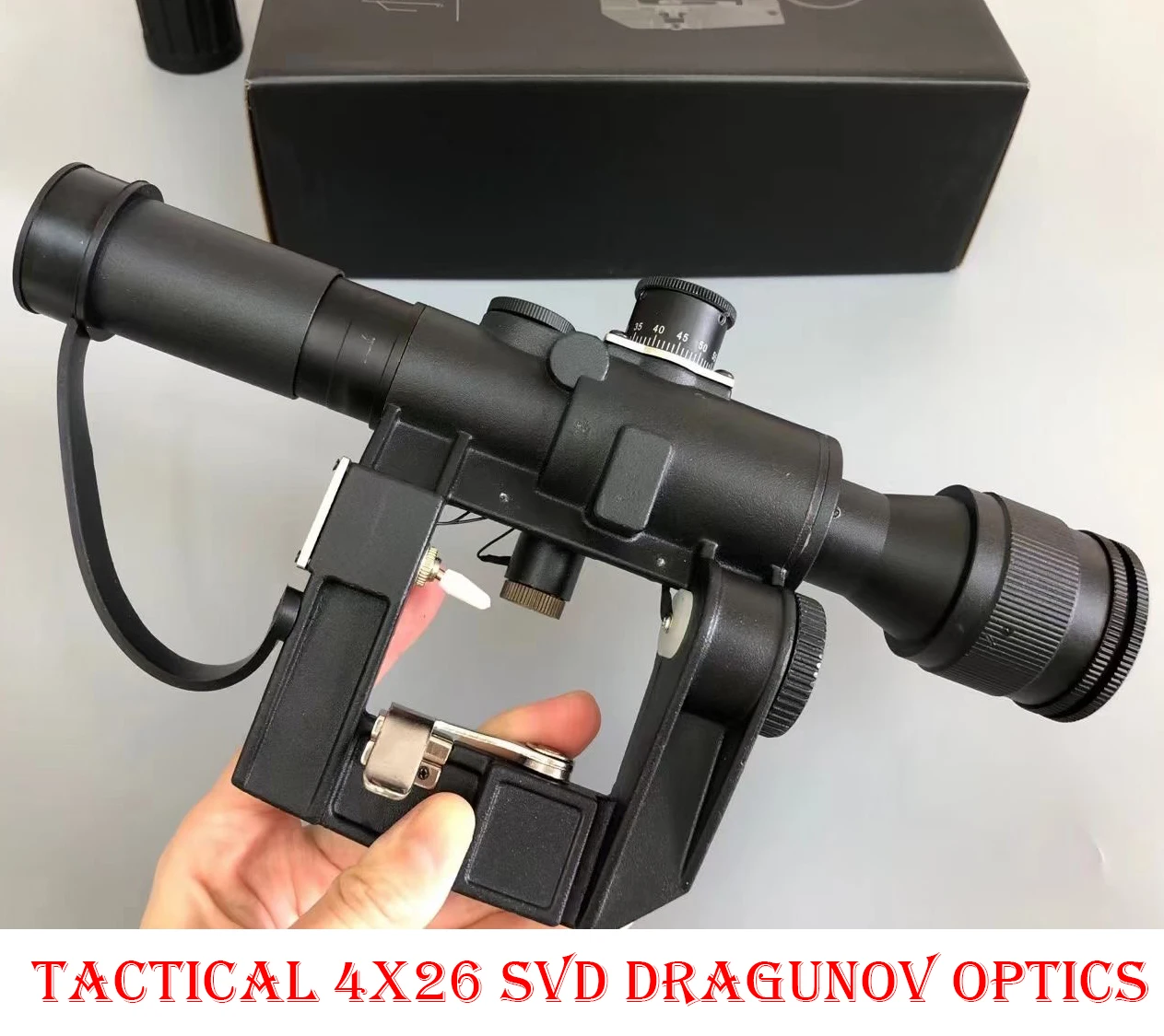 

Tactical 4x26 SVD Dragunov Red Illuminated Scope Rifle Scope AK Rifle Scope For Outdoor Hunting with Rubber Lens Cover