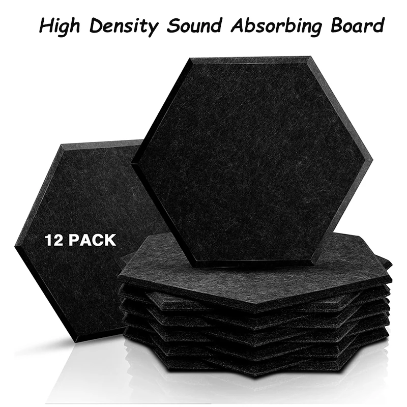 12 Pieces Of Sound Insulation Board, High-Density Sound-Absorbing Board Heat-Insulating Flame-Retardant Self-Adhesive Wall Board