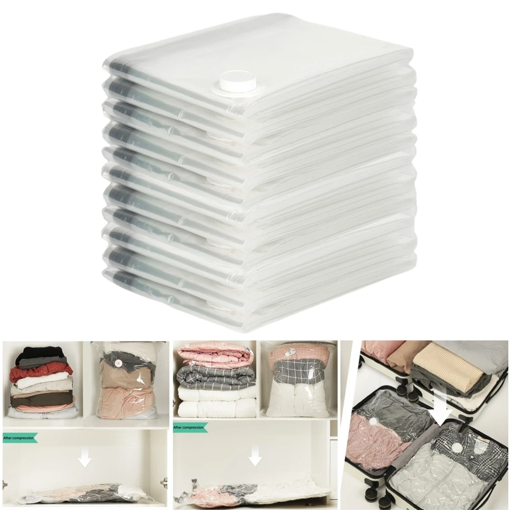 

Transparent Vacuum Bag Folding Compressed Space Saving Clothes Storage Big Size Travel Seal Packet Organizers 8 Wire PET+PE Bags