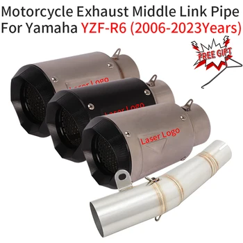 For Yamaha R6 YZF-R6 2006 - 2023 Motorcycle Exhaust Escape System Modify Mid Link Pipe Carbon Fiber Muffler 60mm DB Killer