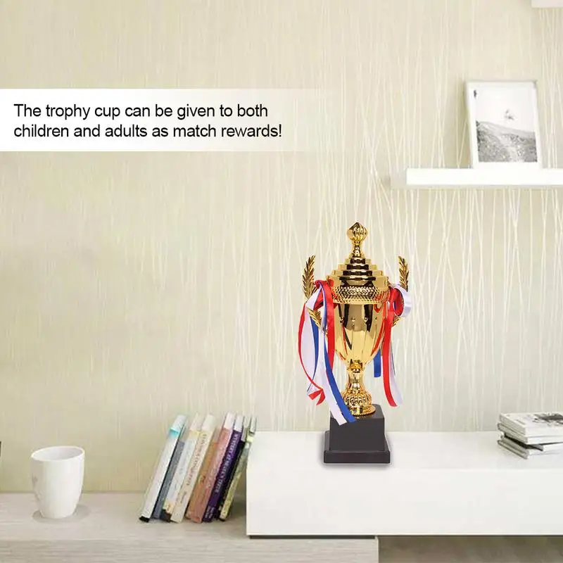 

Gold Award Trophies Trophy Party Favor Colorful Ribbon Teamwork Award Trophies Cup First Place Winner Awards Cup For Competition