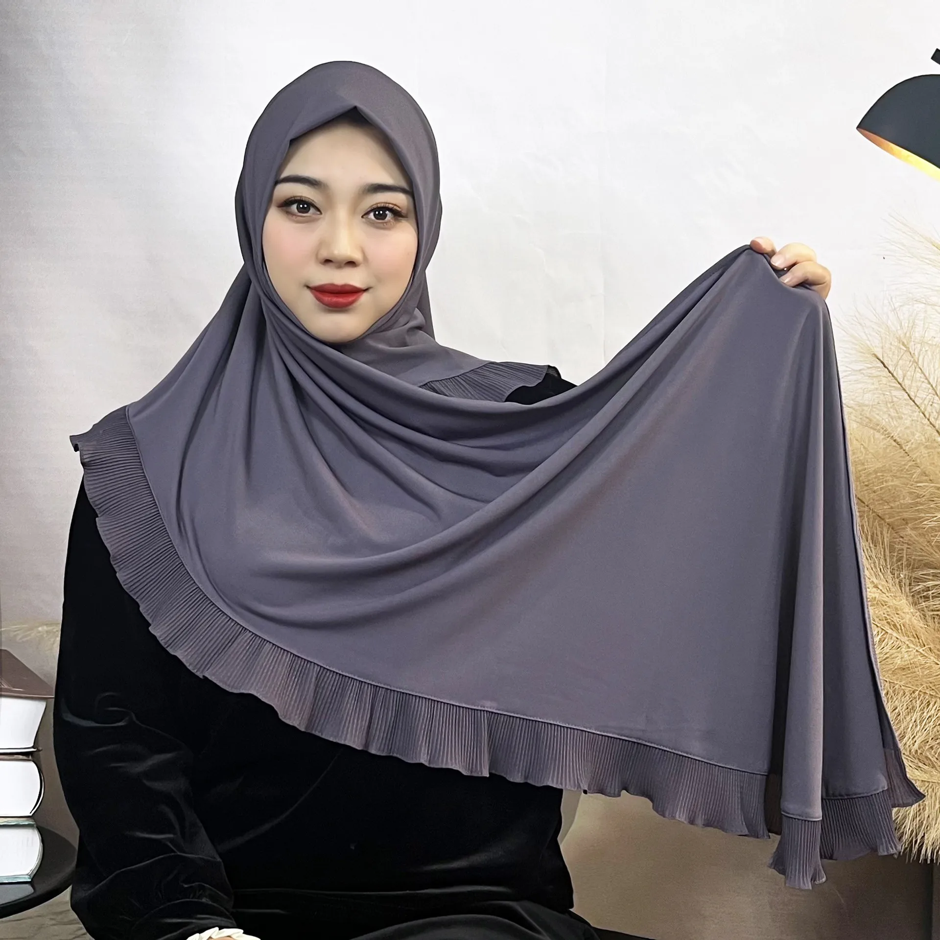 

Мусульманский тюрбан с оборками для женщин, эластичный шейный платок, шапка Амира, исламский хиджаб, шали, Арабская Малайзия, головной платок, головной убор