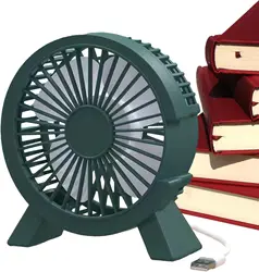 Compact USB Rechargeable Table Fan - Portable Cooling Solution for Home, Office, and Dormitory (Green)