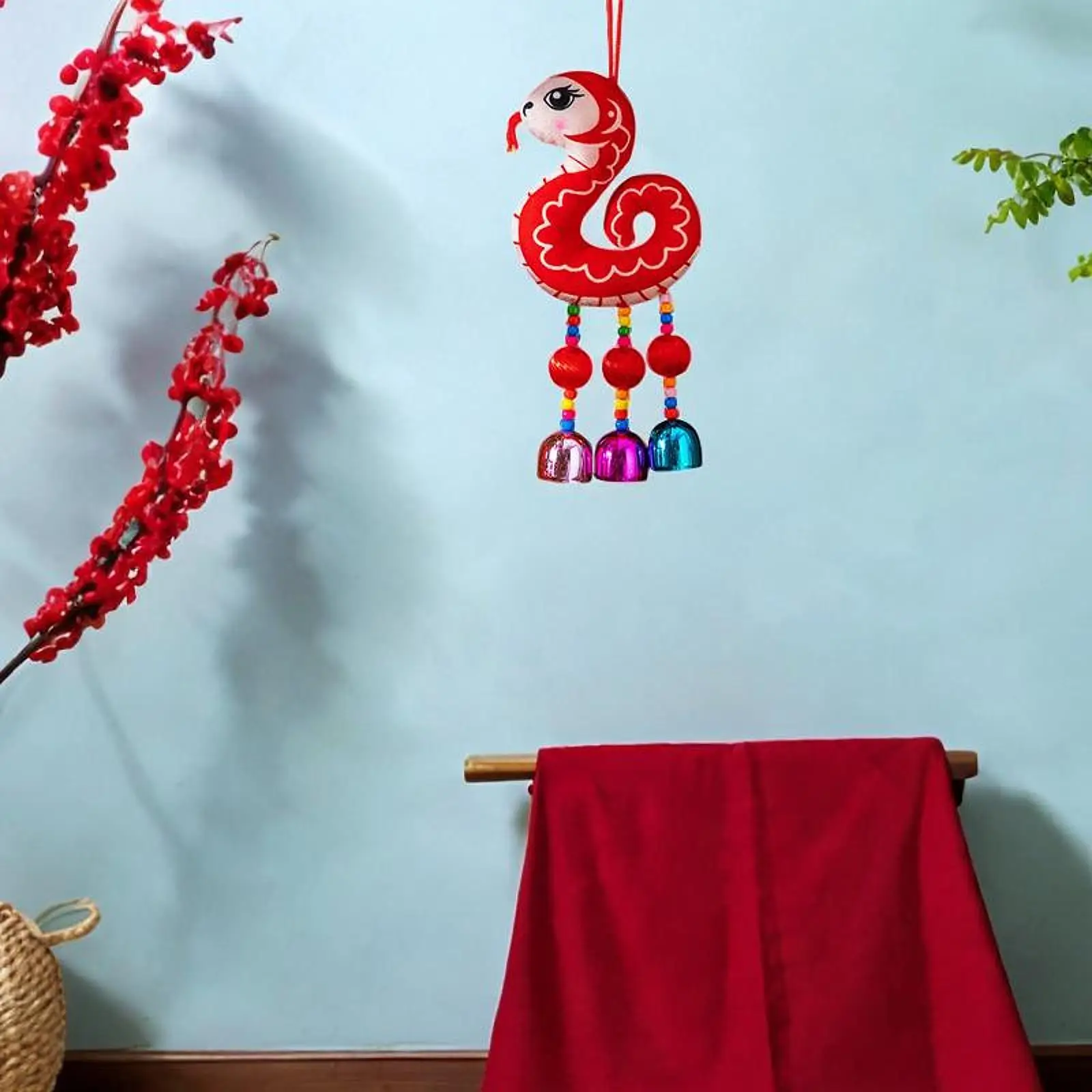 Chinese New Year Bell Pendant Ornament Year of The Snake Decor Luck Charm Hanging Pendant for Decorative Tree Party Window