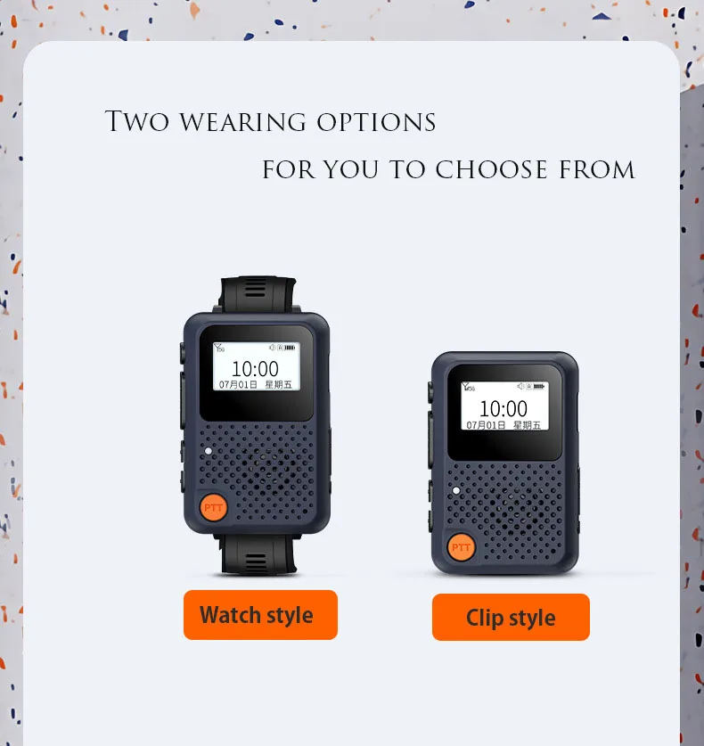 Watch type wearable mini walkie talkie for mountain climbing and cycling, with long intercom distance