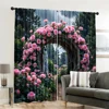 2pcs, spring summer Curtains Jungle Green and Red Roses Art Digital Print Drapes Durable 100% Polyester Fabric Art Deco Festive 6