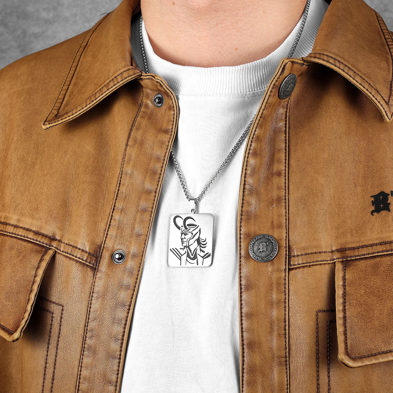 Gods Loki Norse Mythology Hollow Men Necklace Stainless Steel Pendant Sweater Chain Women Punk Fashion Jewelry Accessories Gifts 5