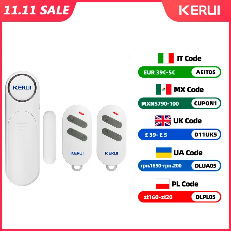 KERbiomomer-Capteur d'alarme sans fil pour porte et fenêtre, 300 pieds, 120dB, antivol, télécommande intelligente pour enfants, sécurité de l'armoire, sécurité à domicile 1