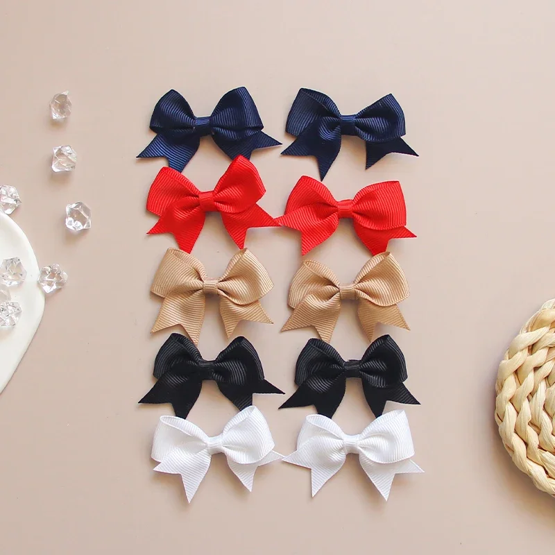 10pcs/lot Candy Colored Ribbons Cute Bow Hair Clips Girls' Favorite Hair Clips Children's Hair Accessories