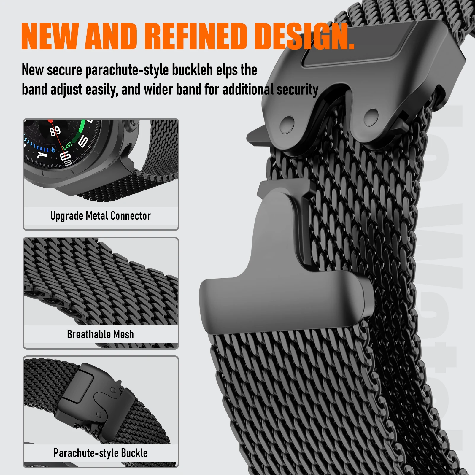 Milanese Loop Stainless Steel Watch Strap - Premium Parachute Bracelet Design