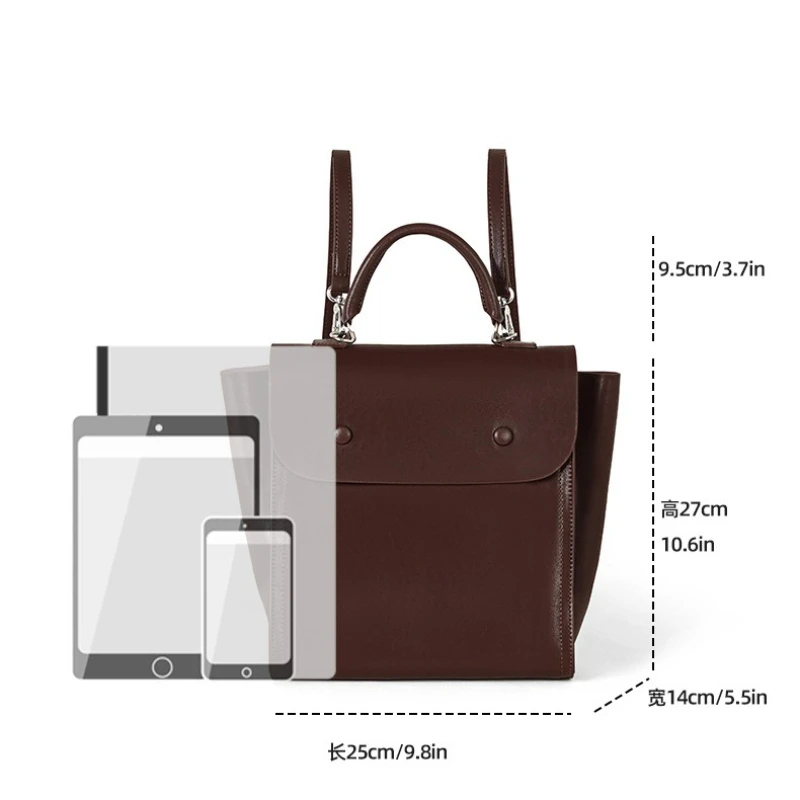 Zaino da Donna in Vera Pelle di Lusso, Mini, Casual, Leggero, per Viaggi, Uso Quotidiano, Campus, Pendolarismo, Chic e Trendy - immagine 4