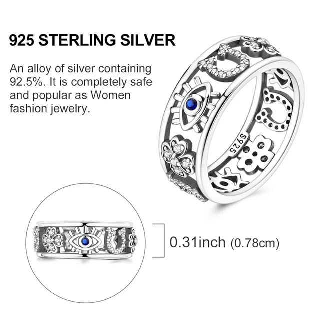 Bague en argent sterling 925 véritable, forme de cœur, trèfle, bijoux pour femmes, cadeau d'anniversaire, de fiançailles