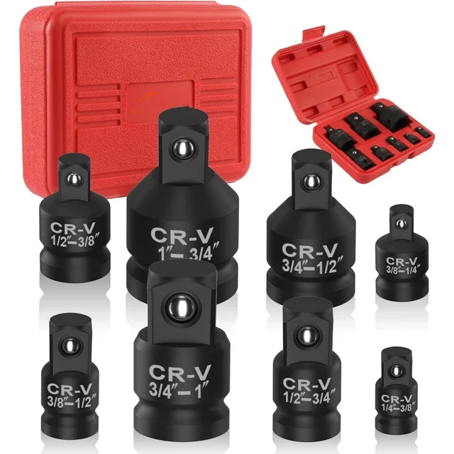 ชุดอะแดปเตอร์ประแจบล็อกกระแทก 4/6/8/10 นิ้ว แบบมืออาชีพ ขนาด 1/4 3/8 1/2 3/4 นิ้ว หัวสี่เหลี่ยม พร้อมตัวแปลงขนาด ﻿ พร้อมเคส 1
