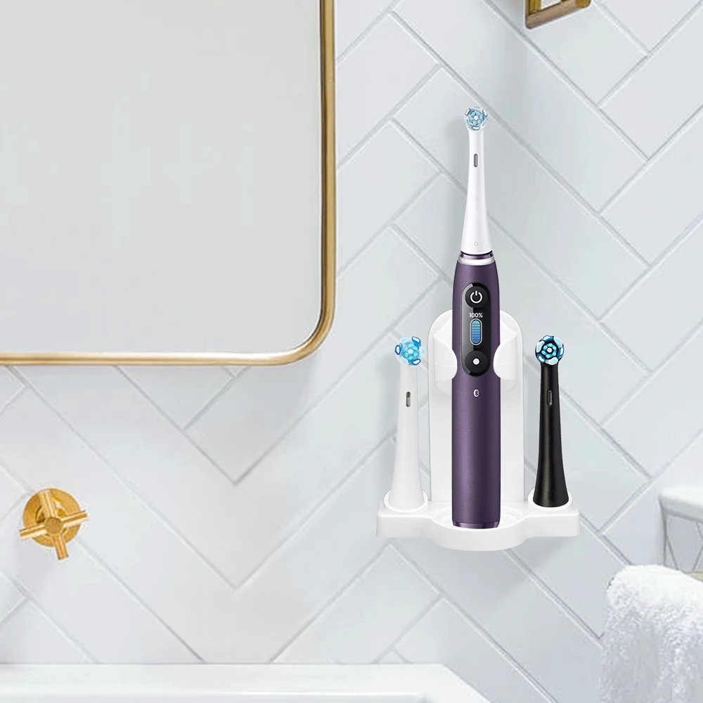 4x 교체용 브러시 헤드 및 칫솔 홀더 스탠드는 Oral B iO 시리즈 2/3/4/5/6/7/8/9/10 전동 칫솔과 호환됩니다.