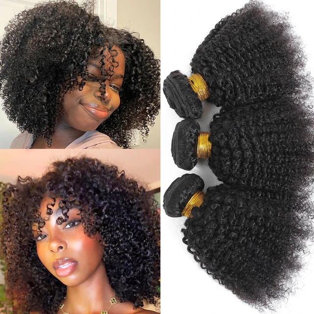Extensions de cheveux humains naturels vierges indiens bruts, bouclés afro crépus 4B 4C, doux, en trame 1