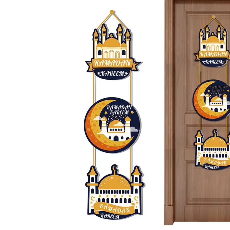 Eid Pap Door Cover 3Pcs Eid Celebration Decoration Celebration Decoration Eid Wall Ornaments Unique Happy Eid Favor Wall Door
