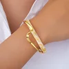 Luxury Fashion Simple White Shellfish Board Bend Metal Geometric Overlap Opening Bangle Bracelet Women Jewelery Pulseras Mujer 6