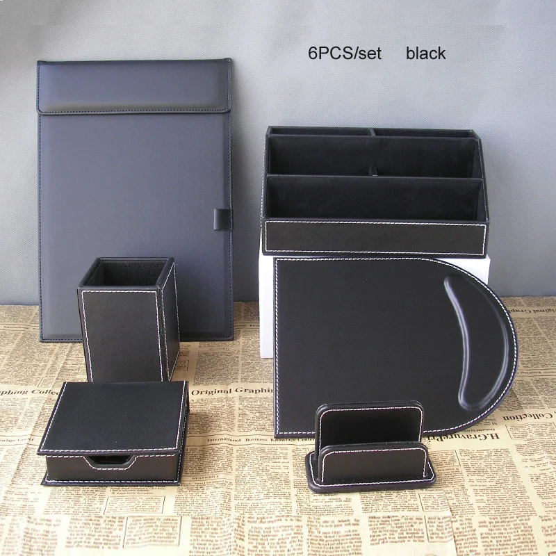 10PCS/set leather business office desk organization set writing board file cabinet file stand stationery organizer pen box K252