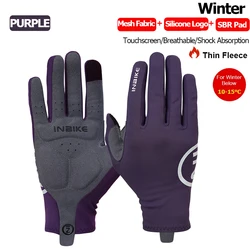 INBIKE Gel Padded Fleece Cycling Gloves - Full Finger Touchscreen - XXL - EU (Purple)