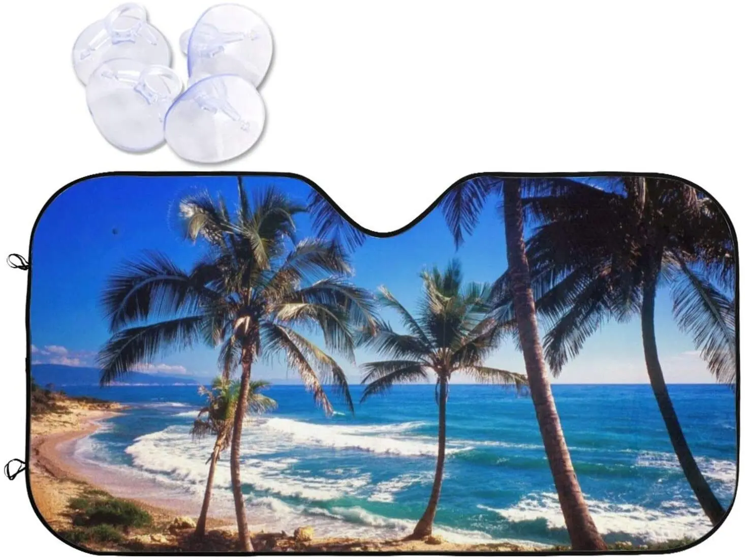 

Beach Palm Trees Car Sun Shade for Windshield Tropical Blocks UV Rays Sun Visor Protector Sunshade to Keep Your Vehicle Cool